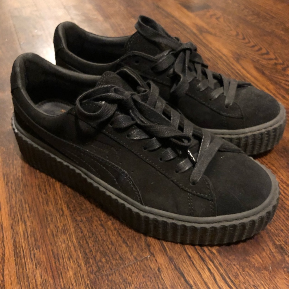 Authentic black satin creepers